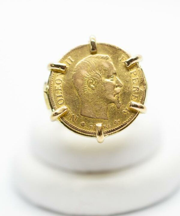 Bague pièce en or 18 carats – 20 francs Napoléon III – Modèle 20