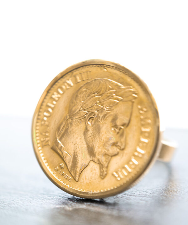 Bague pièce en or 18 carats – 20 francs Napoléon III – Modèle 18 – vue 6