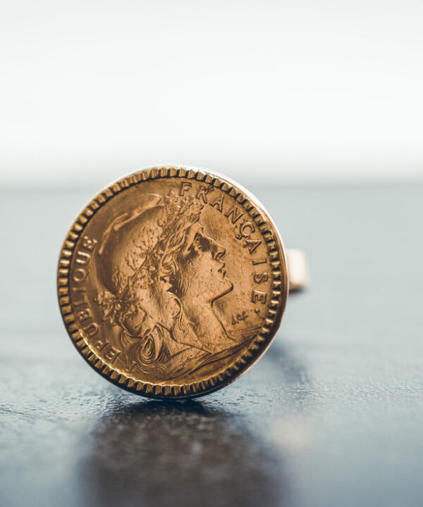 Bague pièce en or 18 carats – 10 francs Napoléon III – Modèle 12