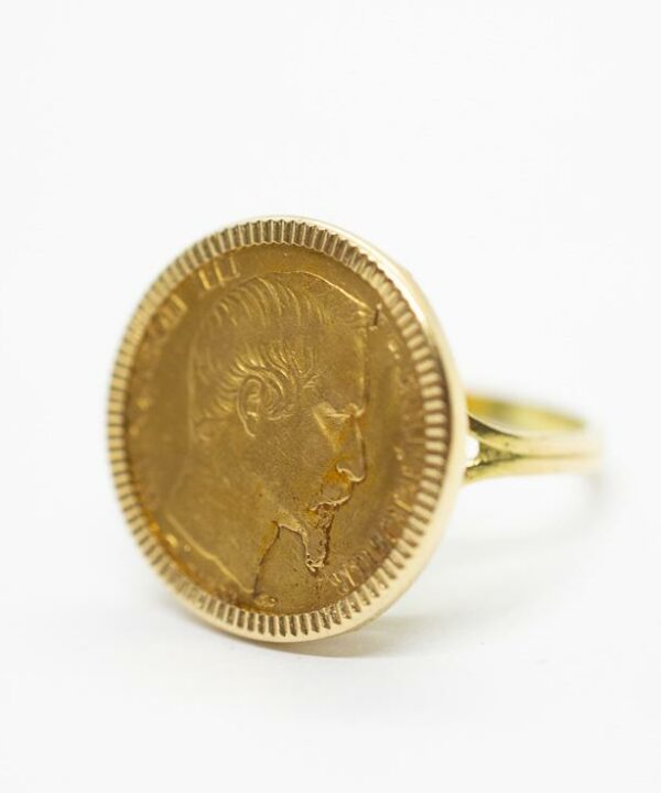 Bague pièce en or 18 carats – 20 francs Napoléon III – Modèle 18 – vue 3