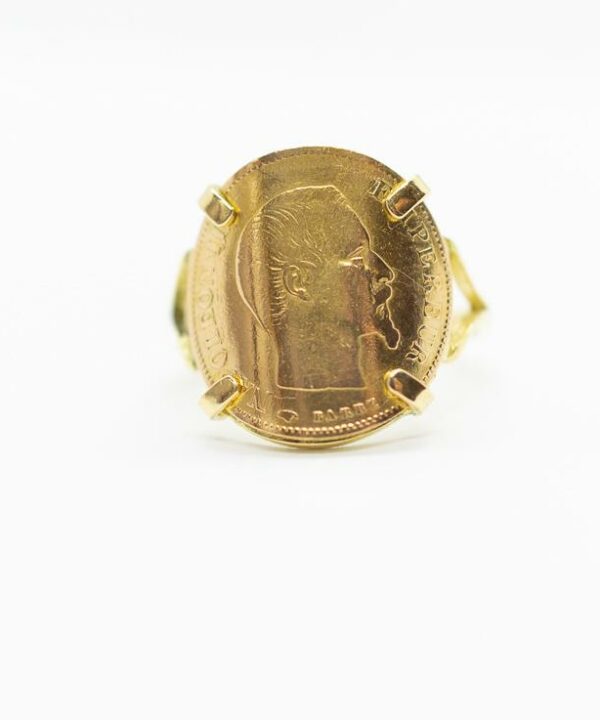 Bague pièce en or 18 carats – 10 francs Napoléon III – Modèle 10
