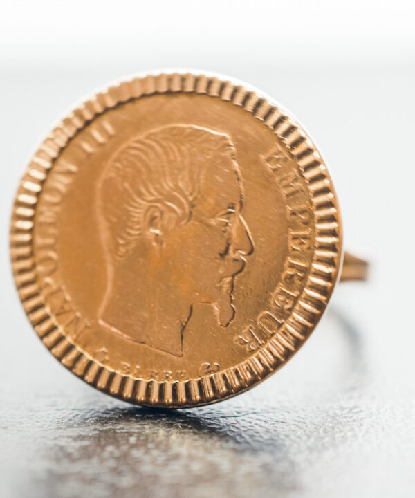 Bague pièce en or 18 carats – 10 francs Napoléon III – Modèle 13
