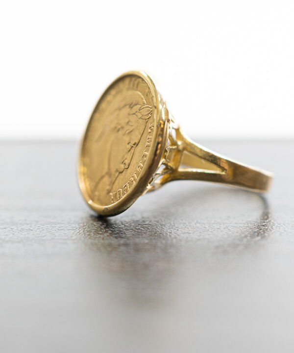 Bague pièce en or 18 carats – 10 francs Napoléon III – Modèle 17