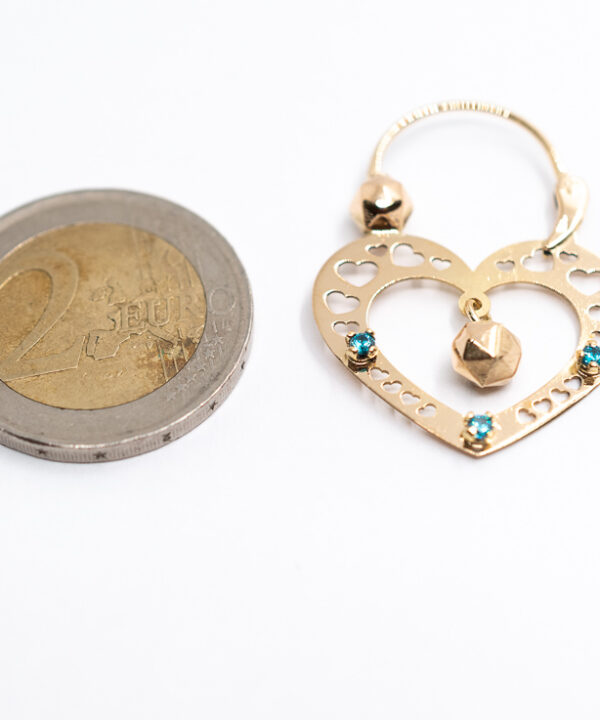 Boucles d'oreilles savoyardes en or 18 carats en cœur pour enfant