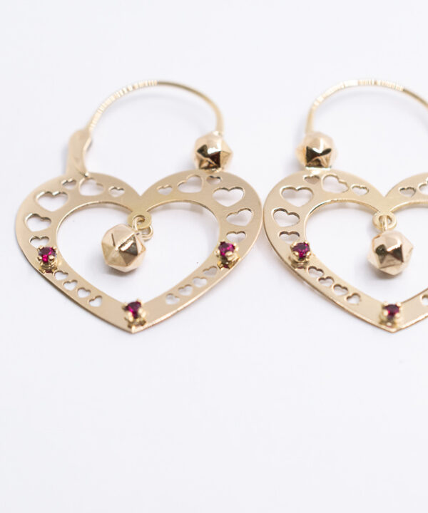 Boucles d'oreilles savoyardes en or 18 carats en forme de cœur pour adulte – vue 2