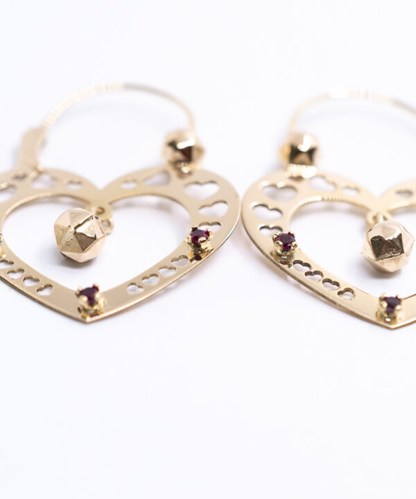 Boucles d'oreilles savoyardes en or 18 carats en forme de cœur pour adulte